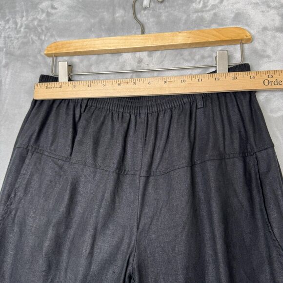 Animale Pants Womens Small Black Pull Elastic Waist On Pockets Taper Ankle - Picture 8 of 12